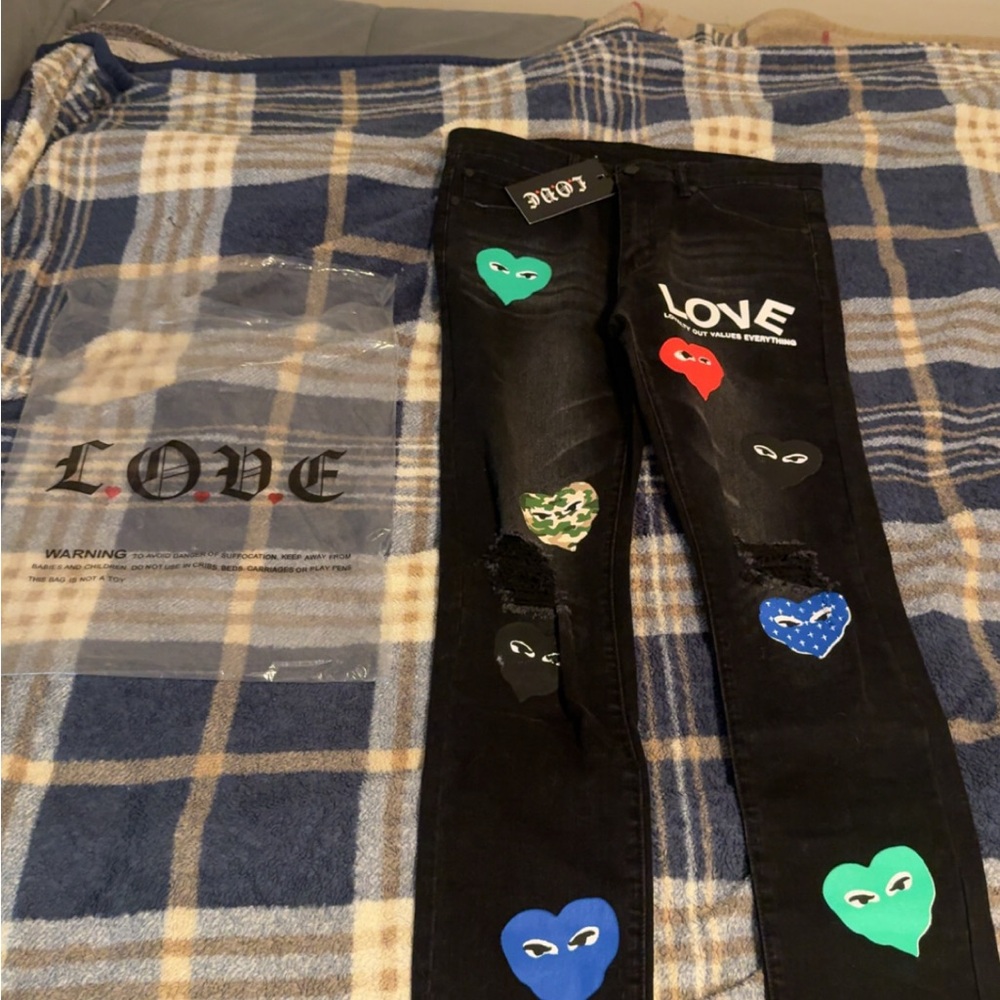 Love Black Jeans color heart Accents
